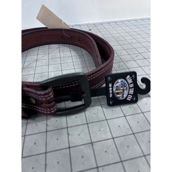 Men’s  Brown Leather 3D Belt Co.  Sz. 46 Genuine Leather USA Metal Buckle New - Picture 2 of 8